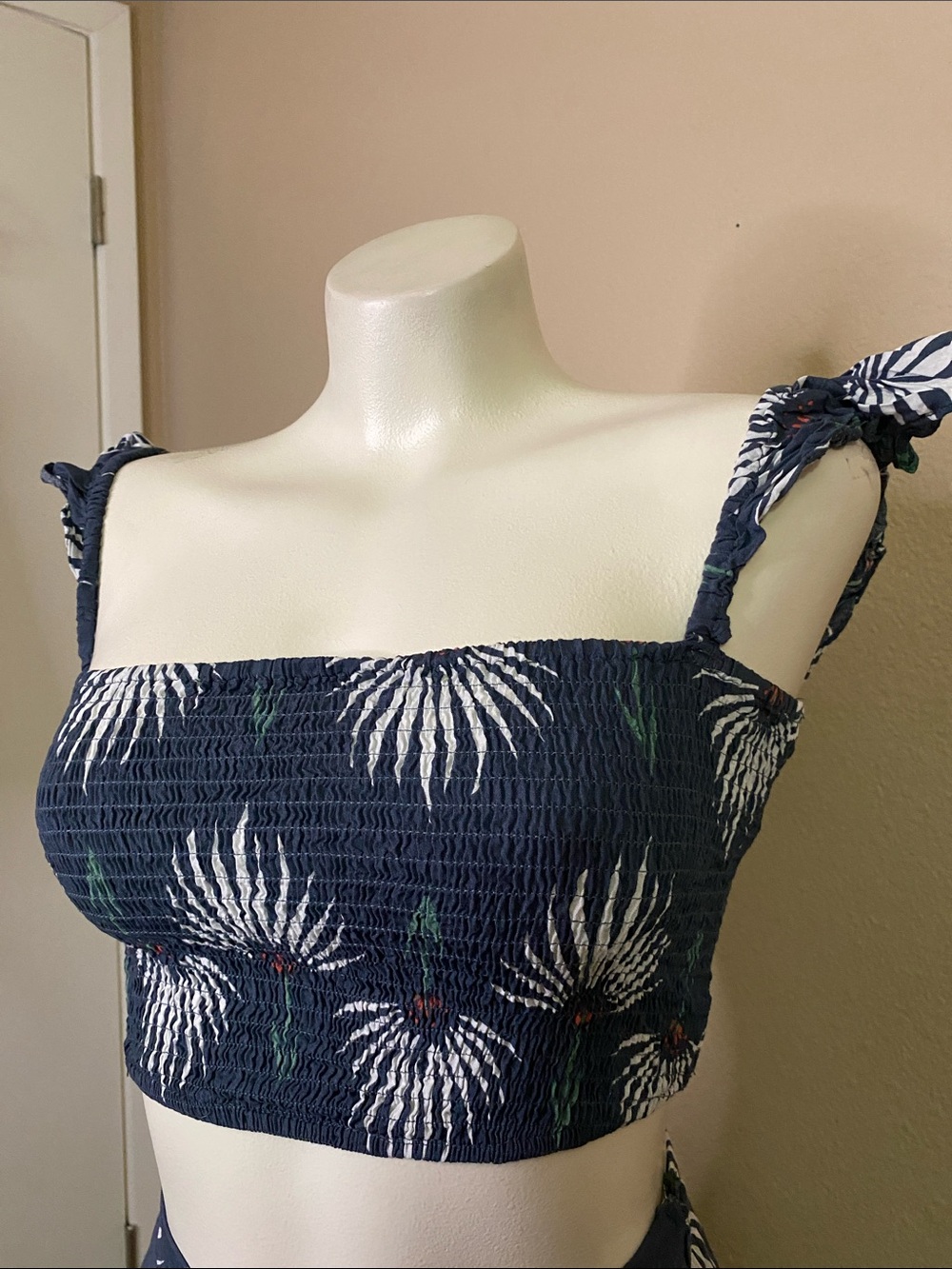 Lulus blue Floral Print boho festival Maxi Skirt & crop top set S - Picture 4 of 13